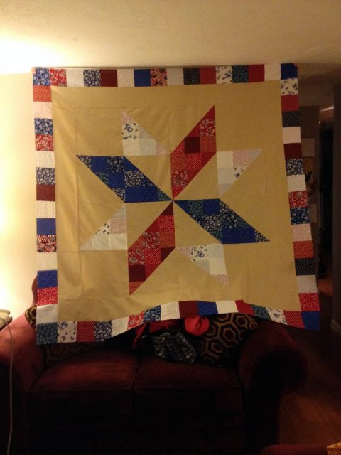 The finished quilt top. It was late so it's a bit dark!  So pleased with how it came out!