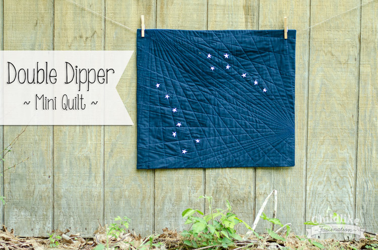 Double Dipper - Star Mini Quilt by Terri Ann from Childlike Fascination with tiny 1in stars! 25" x 22"