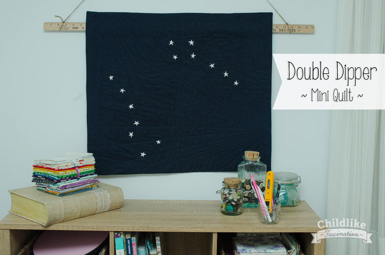 Double Dipper - Star Mini Quilt by Terri Ann from Childlike Fascination with tiny 1in stars! 25" x 22"