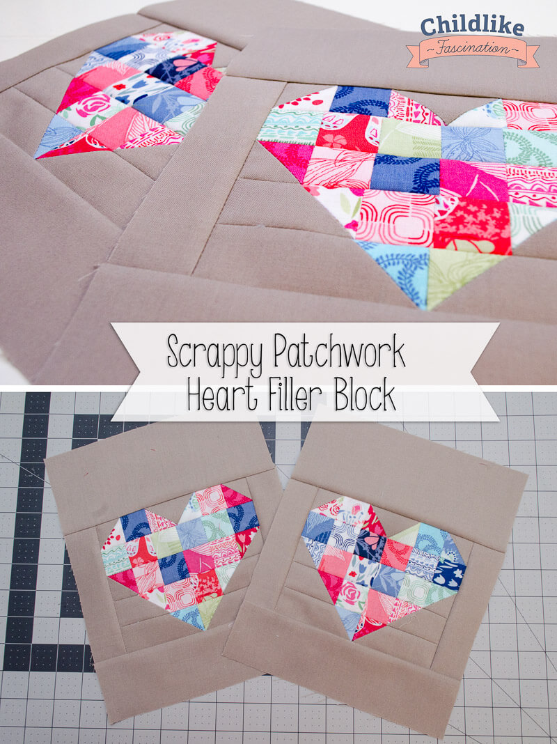 Easy Scrappy Patchwork Heart Blocks 8 x 10 block!